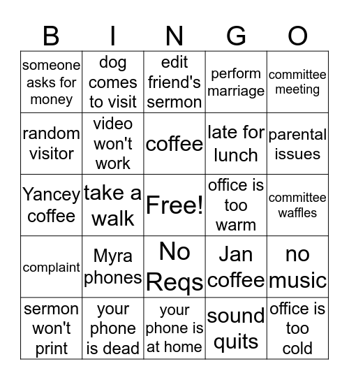 This is Your Life Bingo Card