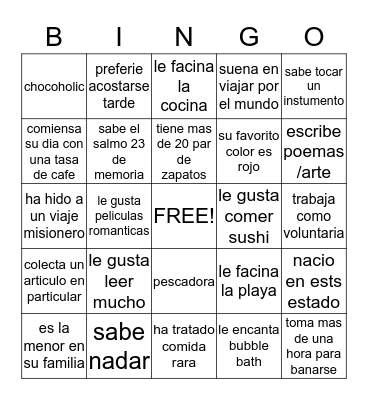 MUJER  Bingo Card