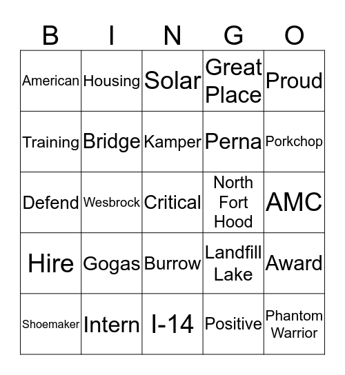 DPW Bingo Card