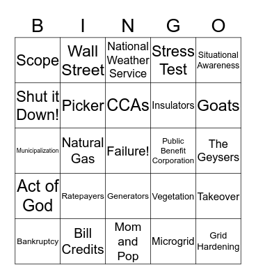 PSPS "Field of Play" Bingo Card