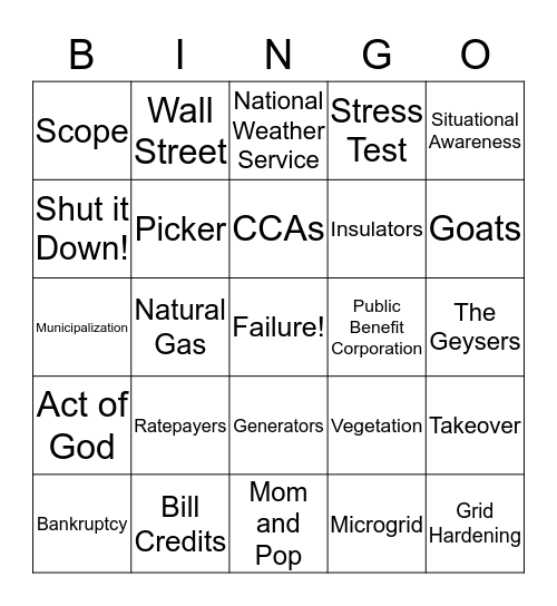 PSPS "Field of Play" Bingo Card