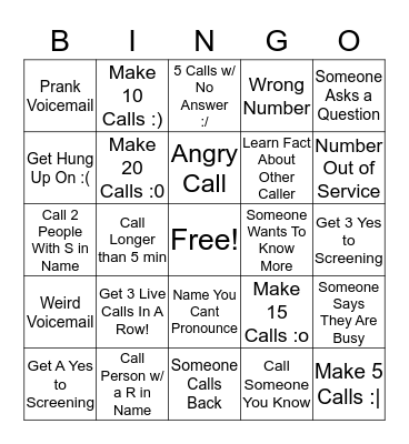 Defenders Phone Banking Bingo Card