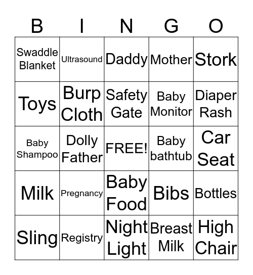 Baby Bingo Card