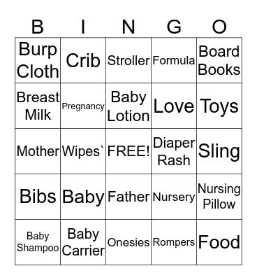 Baby Bingo Card