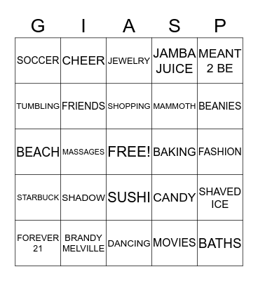 GIA's 10th Bingo Card