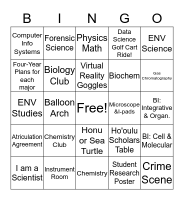 Chaminade NSM Bingo Card