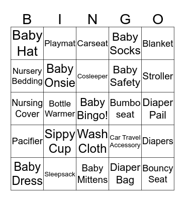 Baby Shower Bingo Card