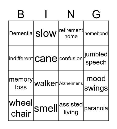 Groovy Granny Bingo Card