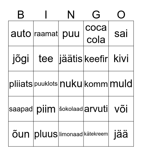 Leia tahked ja vedelad ained Bingo Card