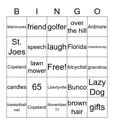 Janet's Bingo Card