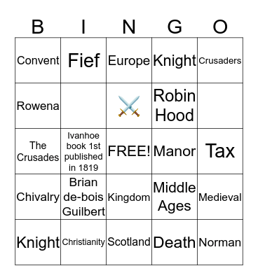 Ivanhoe Bingo Card