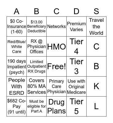 MEDICARE BINGO Card