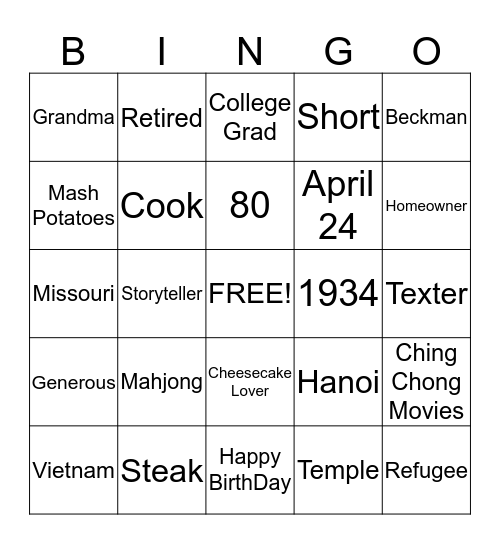 Magas Bingo  Bingo Card