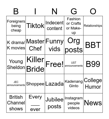 Mikaela Bingo Card