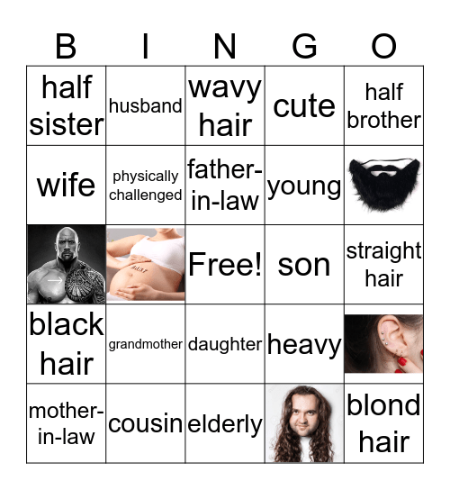 Families + Describing People/Hair Bingo Card