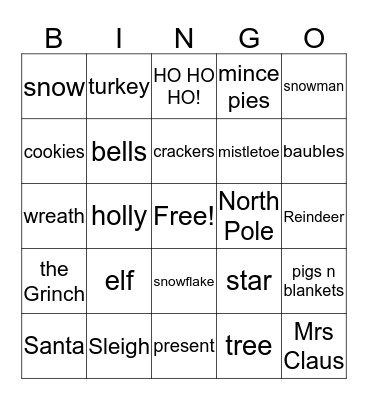 Christams Bingo Card