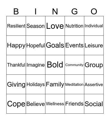 Stepping into Positive Bingo Card