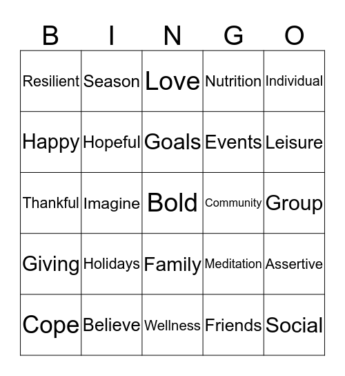 Stepping into Positive Bingo Card