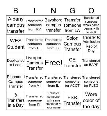 CC Bingo Card