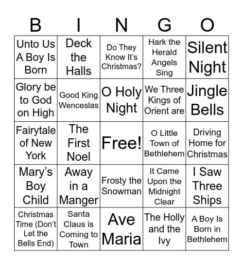 Christmas Bingo Card