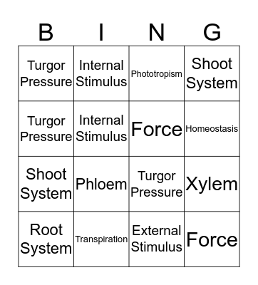 Unit 3 - Plants Bingo Card