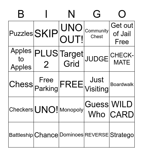Life Skills in Board Games Bingo Card