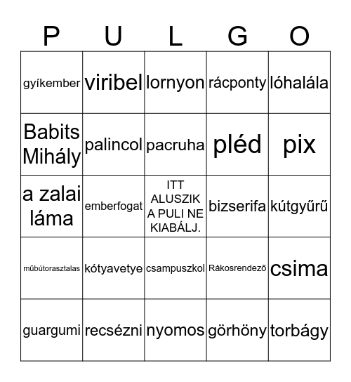 PULGO Bingo Card