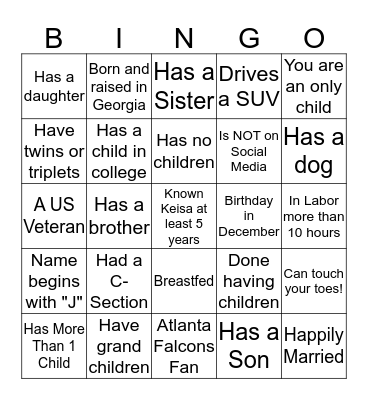 Ice Breaker Bingo Card