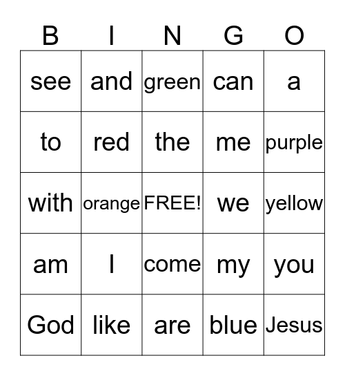 October Kindergarten Words Bingo Card