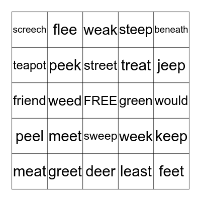 ee & ea Bingo Card