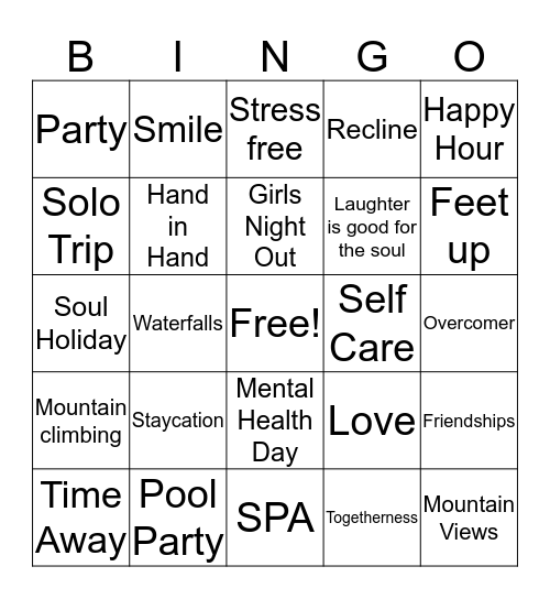 Peak Season Bingo Get Away  Bingo Card