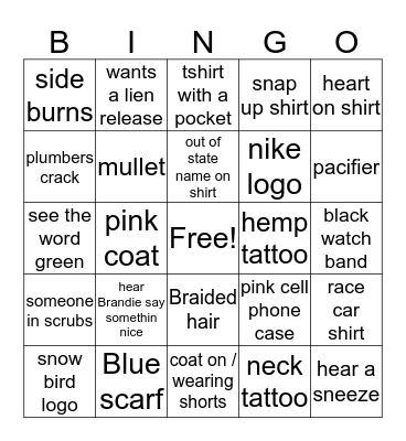 Blackout 1 Bingo Card