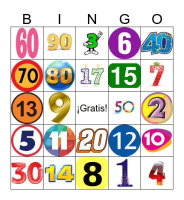 Numeros 1-100 Bingo Card