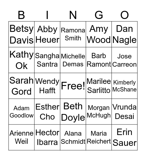 Prairie Staff Bingo Card