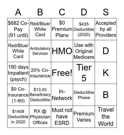 MEDICARE BINGO Card