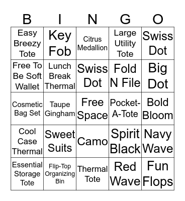 Thirty-One BINGO Card
