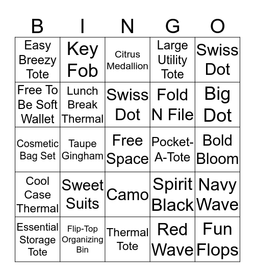 Thirty-One BINGO Card