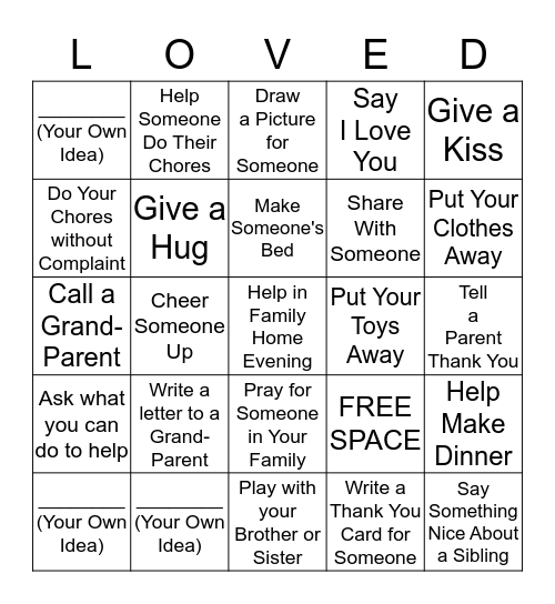 LOVED AT HOME Bingo Card