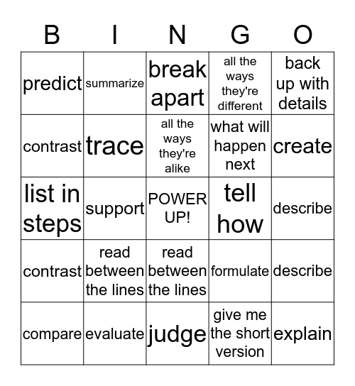 12 Powerful Words Bingo Card
