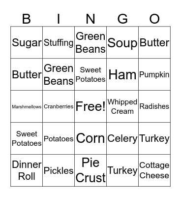 Thanksgiving Bingo  Bingo Card