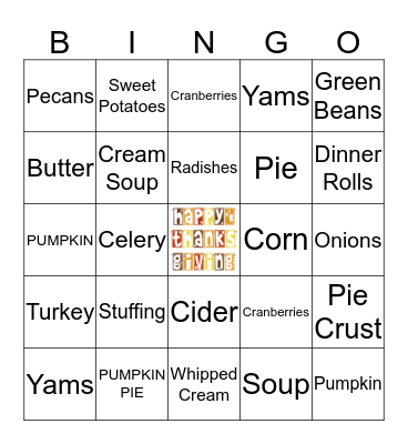 THANKSGIVING Bingo Card