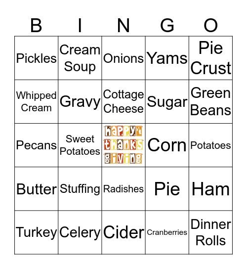 THANKSGIVING Bingo Card