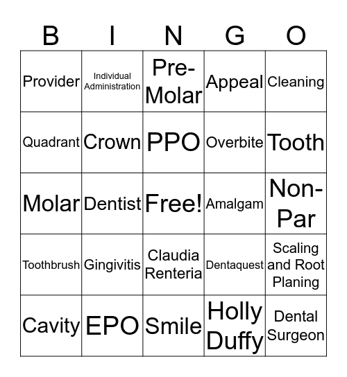 Delta Dental of Colorado Bingo  Bingo Card