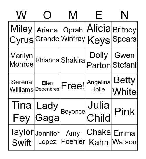 Women@ Trivia! Bingo Card