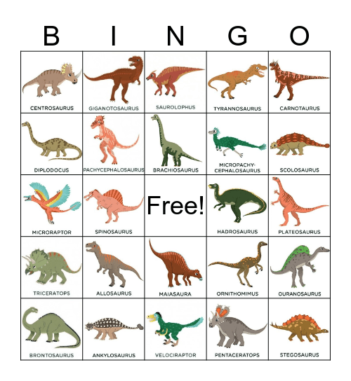 DINOSAUR Bingo Card