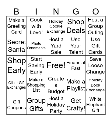 Happy Holidays Bingo Card