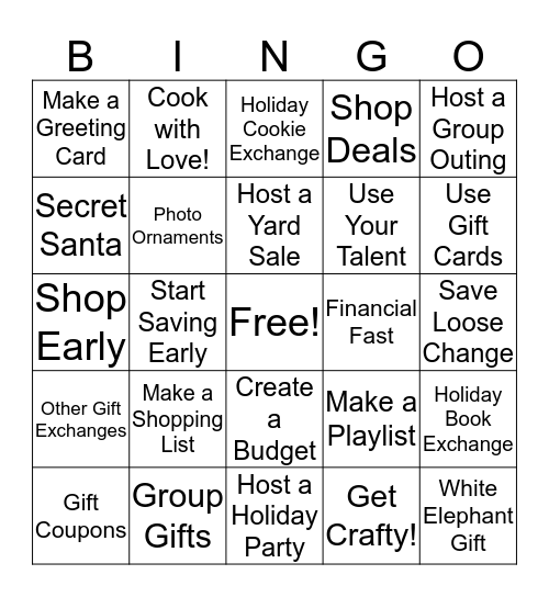 Happy Holidays Bingo Card