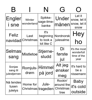 JULEMUSIKK  Bingo Card
