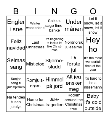 JULEMUSIKK  Bingo Card