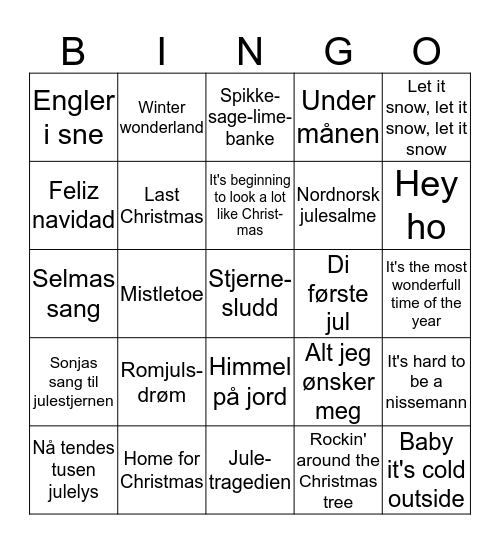 JULEMUSIKK  Bingo Card